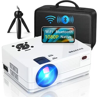 Native 1080P Projector with WiFi and Two-Way Bluetooth - Full HD Movie Projector for Outdoor Movies - 300" Display - Home Cinema & Gaming